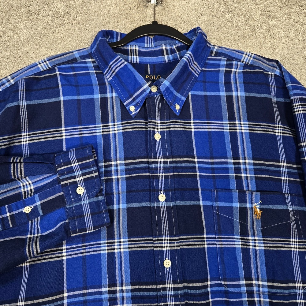 Polo Ralph Lauren Shirt Mens 3XB Blue Plaid Button Down oxford classic fit